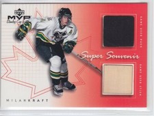 1999-00 UD MVP STANLEY CUP MILAN KRAFT PUCK STICK DUAL Upper Deck SUPER SOUVENIR