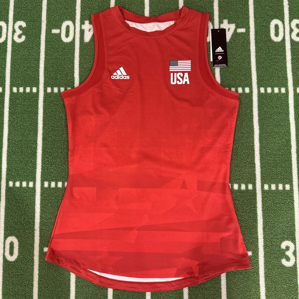 Adidas Team USA Volleyball Primeblue Jersey Red FK1047 Women’s Sz LT