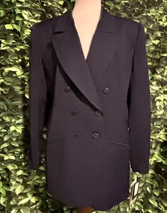 Jacqueline Ferrar by Kasper Suit Jacket Navy Blue Double Breasted Womens 14 New - Picture 1 of 8