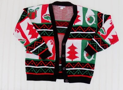 Vintage Cabin Creek Sweater Womens Med Acrylic Christmas Cardigan Knit Green Red - Изображение 1 из 4
