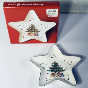 Nikko HAPPY HOLIDAYS STAR Shape Dish Candy 6” Christmas Tree Chirstmastime IOB - Picture 1 of 6