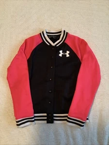 UNDER ARMOUR MÄDCHEN Jugend Medium HOT PINK/SCHWARZ DRUCKKNOPFLEISTE COLD GEAR JACKE TASCHEN - Bild 1 von 10