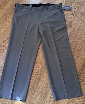 Pantalón Covington Sears Hombre 44x30 Gris Frente Plano Ajuste Clásico Arrugas Nuevo Foto 1 de 4