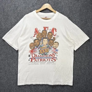 Camisa De Colección New England Patriots Para Hombre Grande Blanca Años 90 1997 Caricatura EE. UU. NFL - Imagen 1 de 7