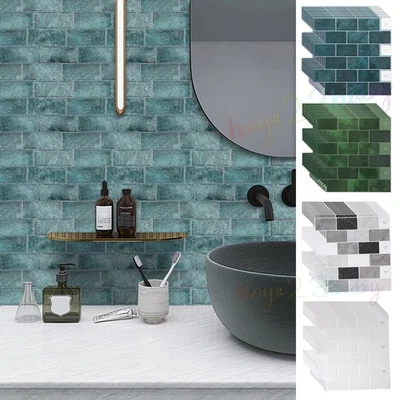 3D Blue Mosaic Peel and Stick on Self Adhesive Wall Tiles for Kitchen Bathroom - Image 1 of 4