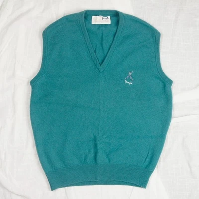 Pringle Scotland Faldo - Medium - Vintage V-Neck Wool Knit Vest Sleeveless Golf - Image 1 of 4