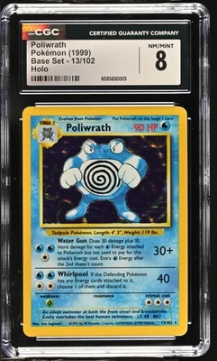 CGC 8 Poliwrath 1999 Base Set 13/102 Holo Pokemon Card - Image 1 of 2