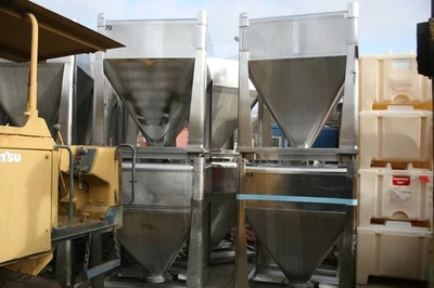 Contenedores de tolva de acero inoxidable 500L 48"x48"x58" - 42" fondo de cono Foto 1 de 4