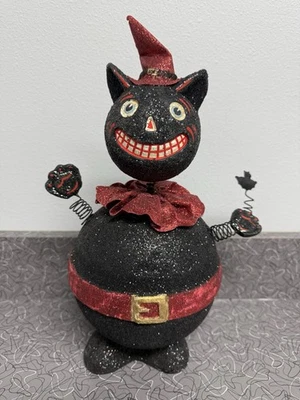 Polliwogg Style 14” Glitter Cat Witch Candy Container Bobblehead Figurine Foto 1 de 4
