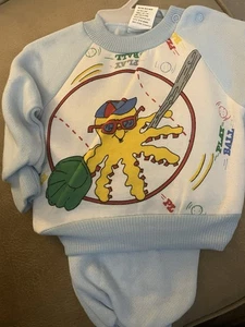 Vintage Doll Clothes Blue Baseball 12 Months Little By Little  w Tag Zayre Store - Picture 1 of 4