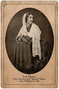LOLA MONTEZ  Dancer Actress & Courtesan Vintage Photo RP Cabinet Card - Picture 1 of 1