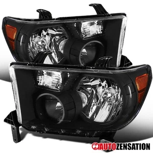 Fit 2007-2013 Toyota Tundra 2008-2014 Sequoia Headlights Lamps Left+Right Black - Picture 1 of 9