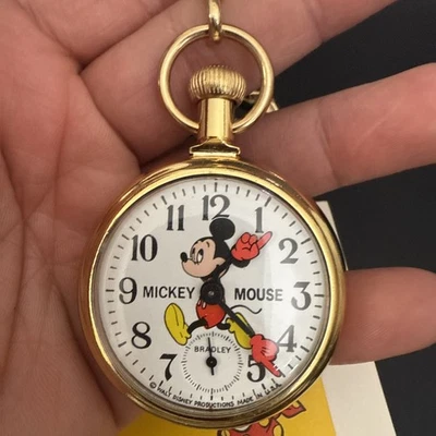 VTG Disney Bradley  Mickey Mouse Pocket Watch -  UNTESTED  - Image 1 of 4