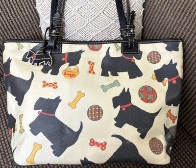 Dooney Bourke White Black Scottie Dog Novelty Large Tote Y2K Vintage Retro - Image 1 of 4