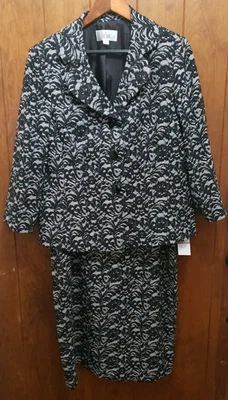 Traje Falda Le Suit 2 Piezas Diseño Encaje Negro Talla 12 Foto 1 de 4