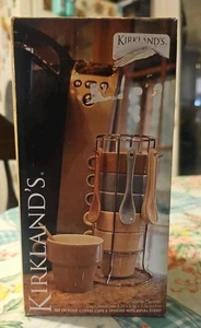 Kirklands Japanese Tea/Coffee Cups And Spoons With Metal Stand - Picture 1 of 5