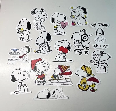 Pack of 15 Snoopy Shaped Stickers 6.5cm New - Image 1 of 3