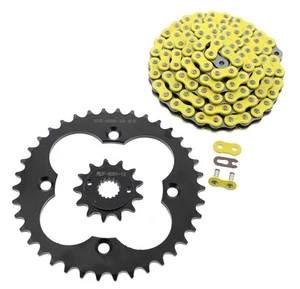 99-2004 Honda 400EX TRX400EX Yellow Non O-Ring Chain & Black Sprocket 13/38 94L - Picture 1 of 3
