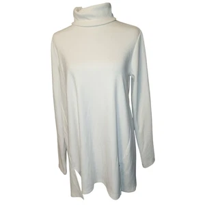 Beautiful by Lawrence Zorlan White Turtleneck Asymmetrical Hem Tunic Top Size XS - Picture 1 of 8