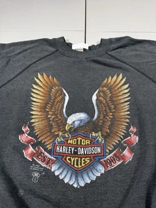 Vintage Harley Davidson Sweatshirt Herren XL 3D Emblem England Raglan Eagle Grunge 80er - Bild 1 von 11