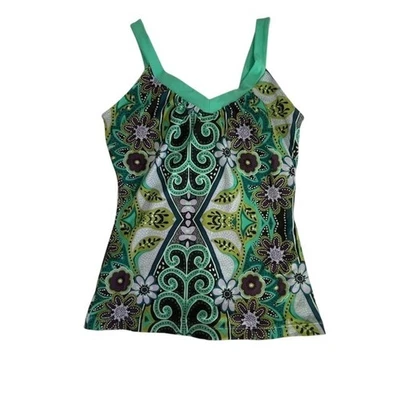 NUEVO CON ETIQUETAS PrAna Cascada Malibu Sujetador con Tiras PEQUEÑO Verde Azulado Floral Yoga Foto 1 de 4