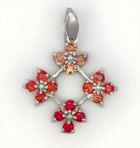 Colgante Zafiro Oro Blanco 9ct Sello 3 gramos Tonos Rojo Naranja 3 x 2,3 cm - Imagen 1 de 1
