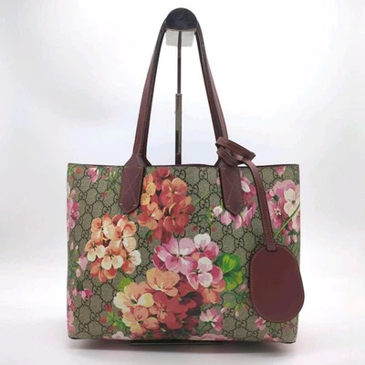 Auténtico Bolso de Mano GUCCI GG Blooms Reversible PVC Cuero Floral Borgoña Foto 1 de 4