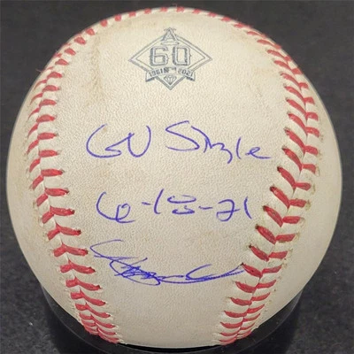 Taylor Ward signed "GU Single 6-18-21" 2021 Game Used MLB Baseball ~ MLB BAS - Image 1 of 3