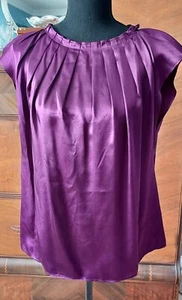 Vintage Liz Claiborne women's purple silk satin sleeveless blouse shell shirt PL - Picture 1 of 9