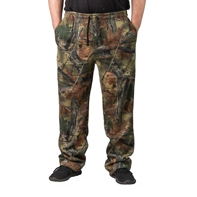 Men's Mossy Oak / Camo Open Bottom Cotton Blend Cozy Lounge Hunting Sweatpants - Image 1 of 4