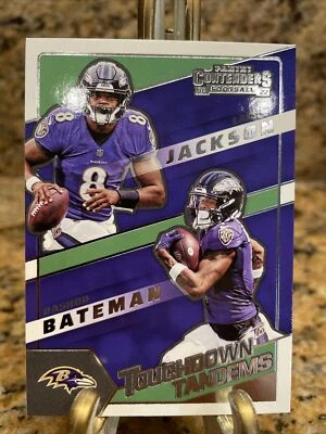 2022 Panini Contenders Touchdown Tandems  Lamar Jackson/Rashod Bateman #TDT-LJA. - Image 1 of 2