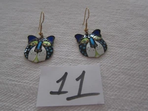 VINTAGE LAUREL BURCH SILBER EMAILLE GOLDWÄSCHE LEOPARD/KATZE OHRHÄNGER - Bild 1 von 6