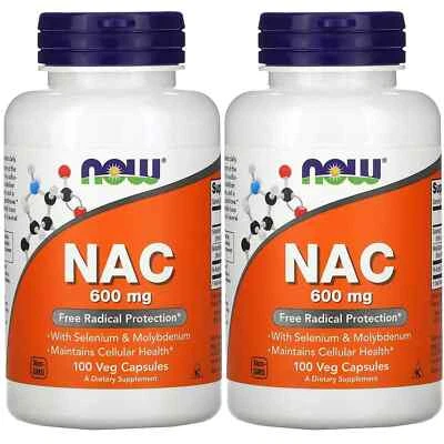 Now Foods (2 УПАКОВКИ) NAC, 600 мг, 100 растительных капсул - Изображение 1 из 4