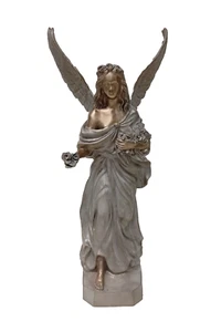 Statua angelo fossato in bronzo patina bianco statua angelo altezza: 57 cm - Foto 1 di 4