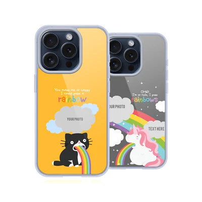 CUSTOM CUSTOMISED PERSONALISED RAINBOW PUKE GEL CASE FOR APPLE iPHONE PHONES - Image 1 of 4