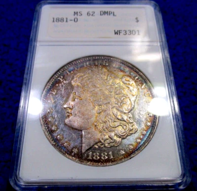 1881 O MORGAN DOLLAR LOW SERIAL #WF3301 Ms62 DMPL ANACS 1ST GEN DUALTONED GEM PQ - Image 1 of 4