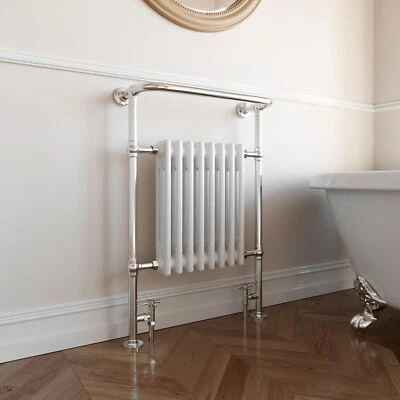DURATHERM Traditional Heated Towel Radiator - 952mm x 659mm Chrome Steel Wall Mounted