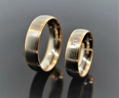 TRAURINGE MASSIV PLATIN ROTGOLD PRINZESSDIAMANT 0,10 ct. WERT EUR 4990,- - Bild 1 von 3