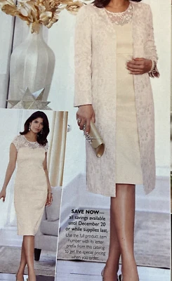 Vestido chaqueta formal de encaje y satén Mallory talla 8 de terciopelo medianoche nuevo Foto 1 de 4