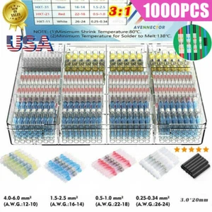 1000 PIEZAS Palo de Soldadura Impermeable Manga de Sello Conectores de Cable a Tope Retráctiles - Imagen 1 de 23