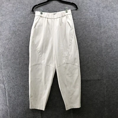 Pantalones relajados de cintura alta de cuero sintético Zara para mujer M pantalón blanco roto crudo Foto 1 de 4