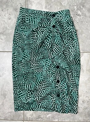 Max Mara Musette Algodón Volantes Lápiz Midi Falda Verde Estampado Animal 6 Nuevo $695 Foto 1 de 4