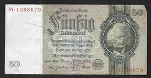 Germany 50 Mark 1933 Circulated Banknote Serial - 10 888 79 - Picture 1 of 2
