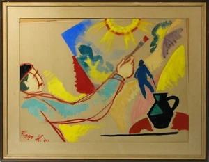 Gemälde Tempera Atelier Künstler Staffelei Carl Frederick Holmgren Signiert - Picture 1 of 5