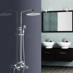 Polished Chrome Brass Wall Mount 8" Shower Faucet Dual Handles Mixer Tap 8cy306 - Picture 1 of 7