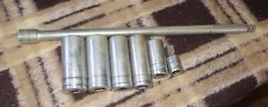 S-K Deep Well Socket Lot with Extension Bar - 5 Sockets & Adapter - Bild 1 von 10