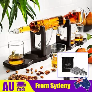 800ml Whiskey Scotch AK47 Rifle Gun Decanter 4 Bullet Etched Glasses Set + - Picture 1 of 12
