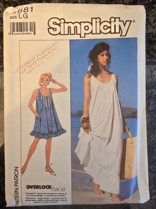 Uncut Simplicity Sew Pattern 8681 Loose-Fitting Beach Sun Dress Nightgown Sz Lg - Picture 1 of 2