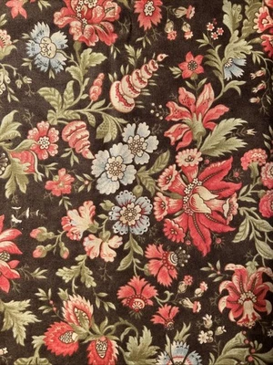Moda Shangri-la Fabric by 3 Sisters Floral Flowers 1 Yard Brown Background - Image 1 of 2