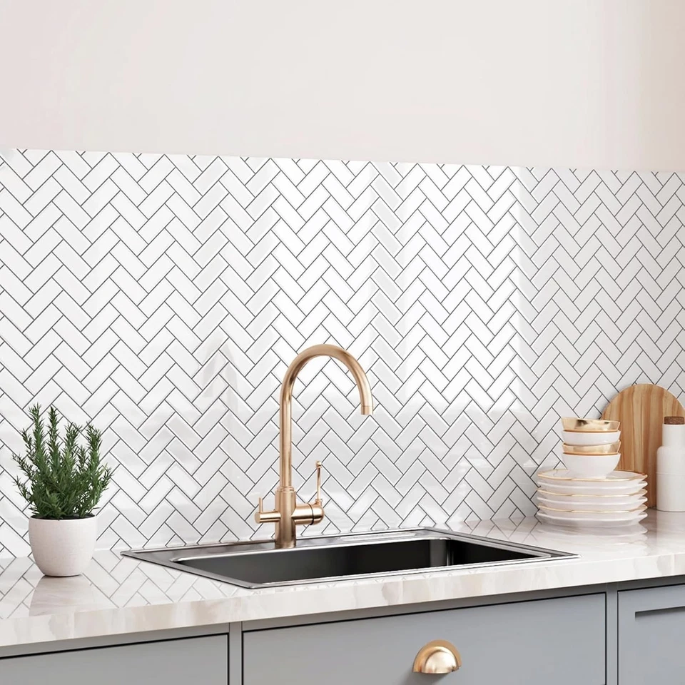 Yullpaper 3D Fliesenaufkleber 10x 30x30cm Vinyl Selbstklebend Küche Bad Mosaik W - Bild 1 von 4